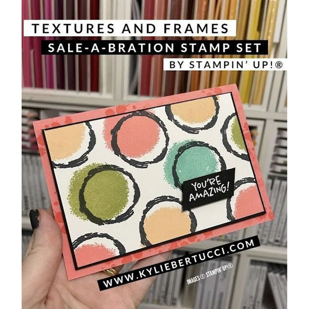 NWOT Stampin Up Set Textures Frame polymer cling Card Craft Scrapbook BAckground